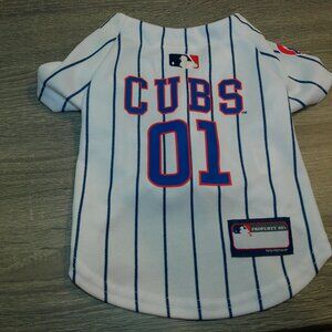 Chicago Cubs Pets First Size Small White Stripe Dog Jersey